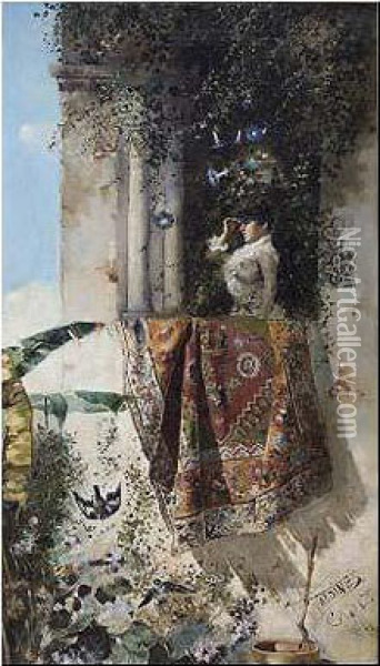 Mujer Mirando Al Horizonte Oil Painting - Jose Maria Jardines