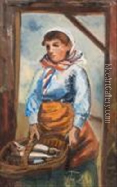 La Femme Au Panier De Poissons Oil Painting - Adolphe Aizik Feder