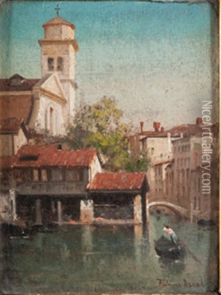 Vue De Venise Oil Painting - Germain Fabius Brest