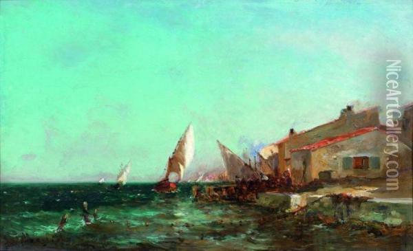 Vue D'un Port Oil Painting - Andre Maglione