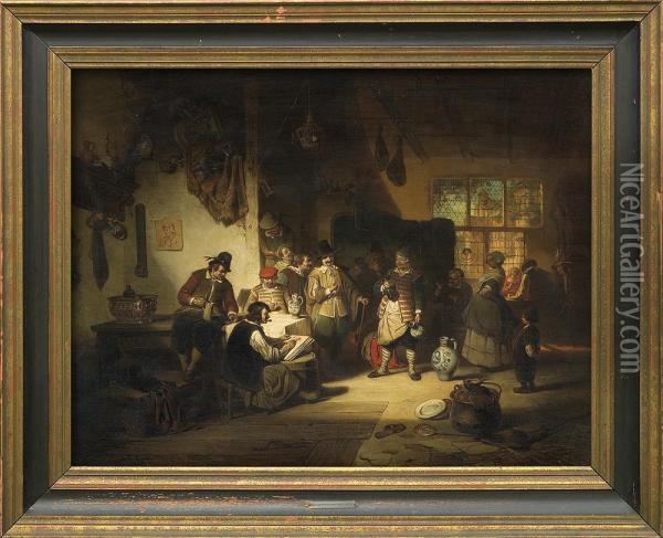 In The Tavern Oil Painting - Alexandre Louis Lion