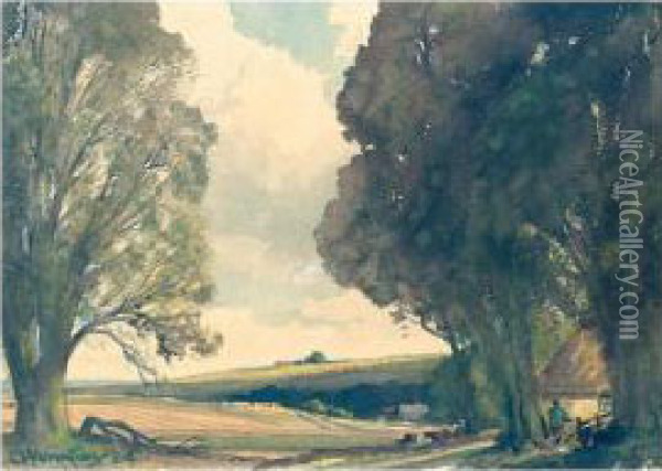 Sussex Landscape Oil Painting - Charles Harrington