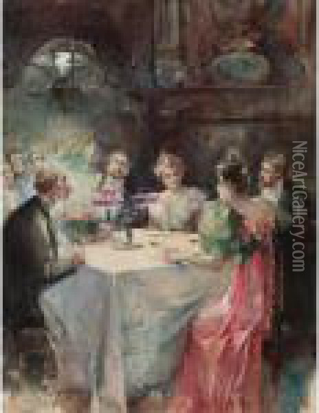 The Sparkling Conversationist Oil Painting - Walter Granville-Smith