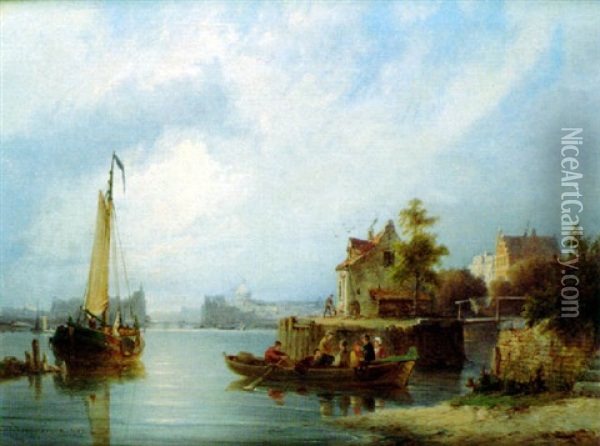 The Zandhoek, Amsterdam Oil Painting - Pieter Cornelis Dommershuijzen