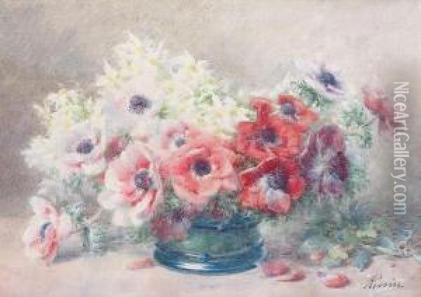 Anemones Dans Un Vase Oil Painting - Francois Rivoire