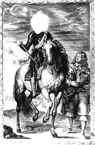 Headless equestrian portrait originally of Louis of France Oil Painting - Sir Anthony Van Dyck