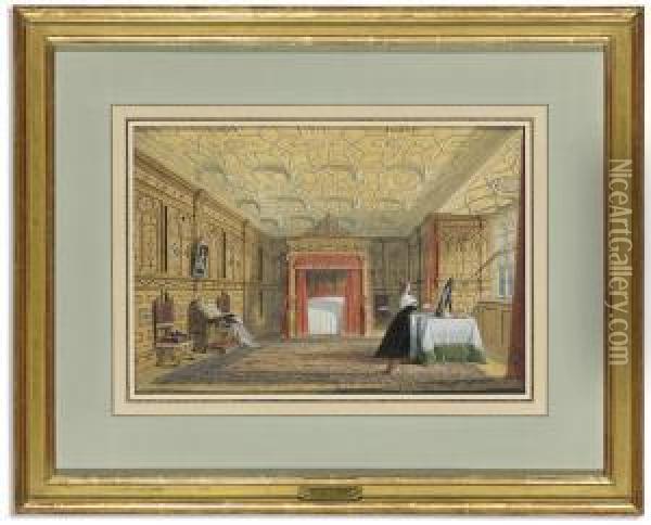 The Inlaid Chamber, Sizergh Hall, Westmoreland Oil Painting - Joseph Nash