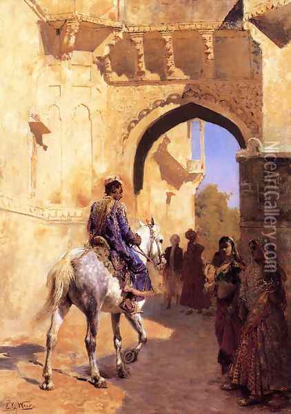 Street Scene in India Oil Painting - Edwin Lord Weeks