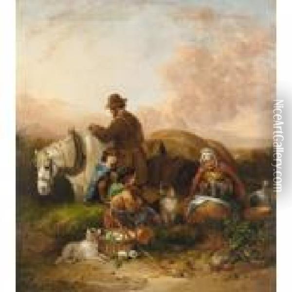 A Rest On The Highway Oil Painting - Snr William Shayer