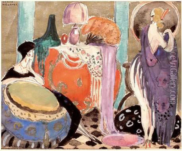 Le Salon (1925) Oil Painting - Gerda Wegener