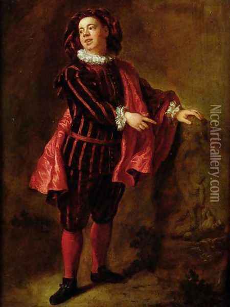 Angelo Constantini 1655-1730 in the Role of Mezzetin, c.1699-1706 Oil Painting - Jean Francois de Troy