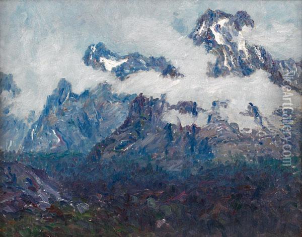 Clouded Peak Oil Painting - Lewis Henry Meakin