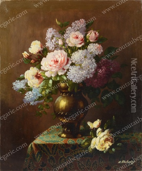 Vase Fleuri Oil Painting - Nikolai Andreievitch Okolowitch