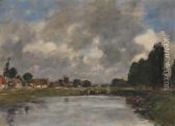 Saint Valery Sur Somme, Le Canal D'abbeville Oil Painting - Eugene Boudin
