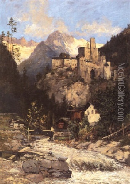 Schlos Taufers In Tirol Oil Painting - Theodor von Hoermann