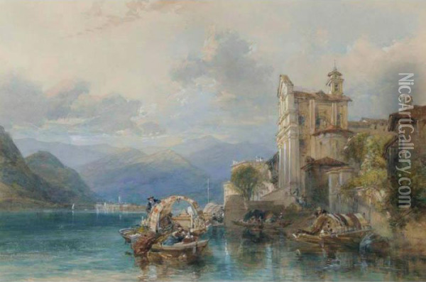 On The Italian Lakes Oil Painting - James Duffield Harding