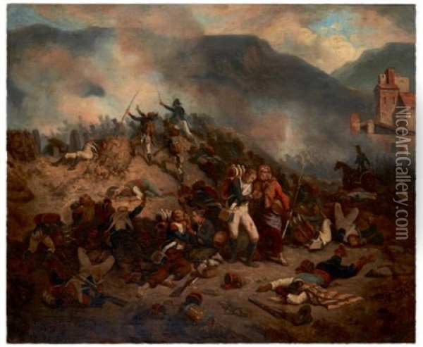 Scene De La Guerre D'espagne Oil Painting - Hippolyte Bellange