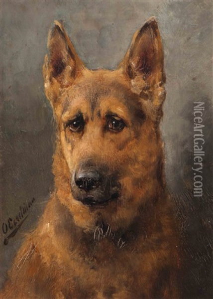 German Shepherd Oil Painting - Otto Eerelman