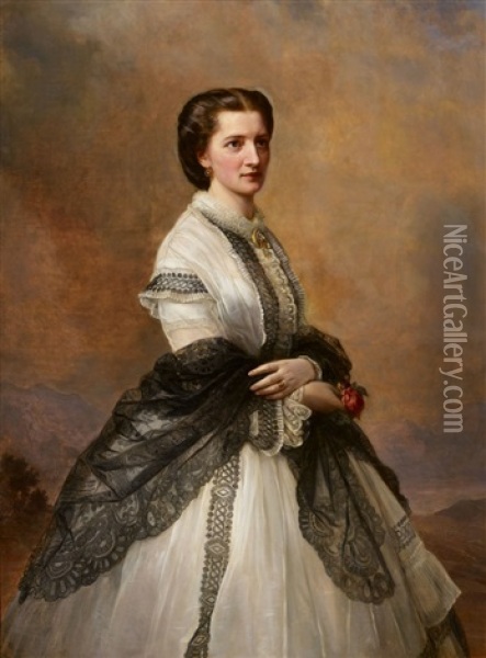 Portrait Of Marie Von Klinckowstrom Oil Painting - Joseph Hartmann