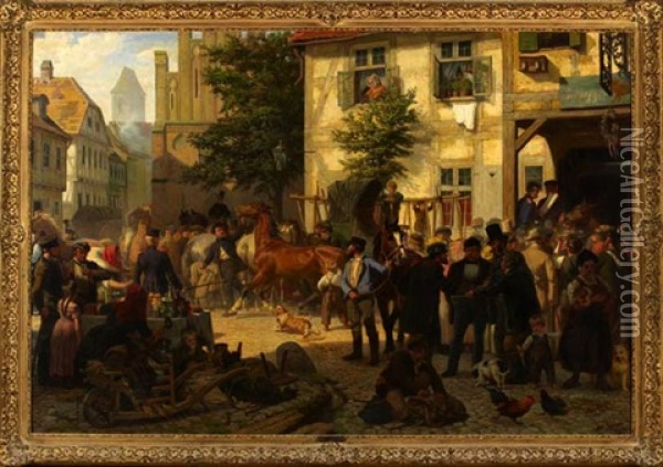 The Horse Market Oil Painting - Otto Weber