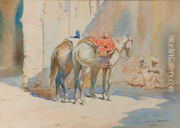 La Halte A Dar Chorfa, Meknes, Morocco Oil Painting - Matteo Brondy