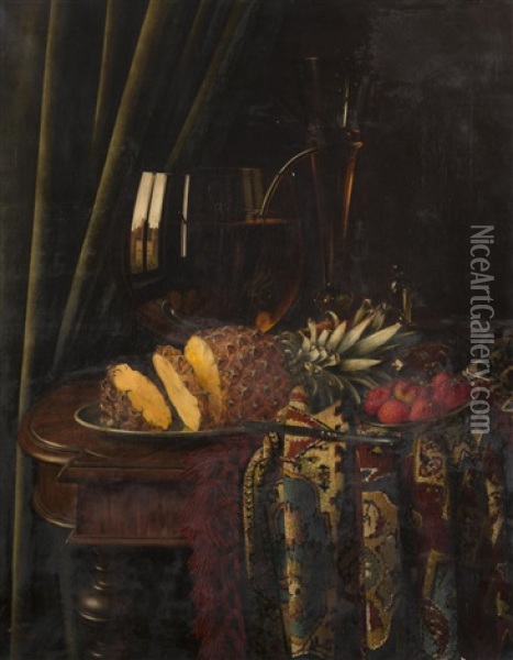 Still Life With Pineapple Oil Painting - Hans Heinrich Markes