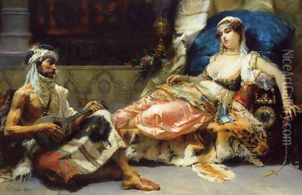 A Musical Interlude Oil Painting - Cesare-Auguste Detti