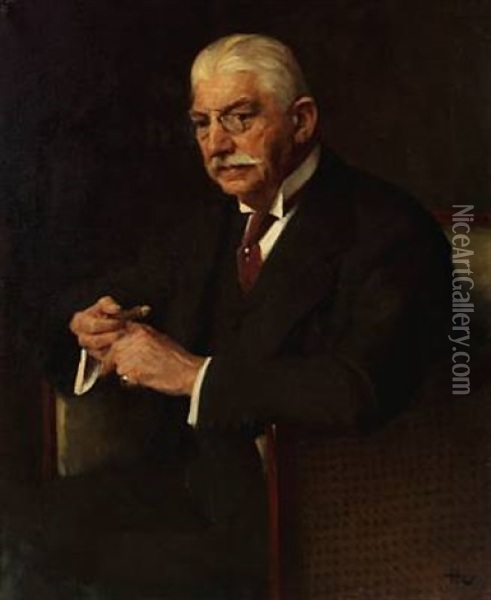 Portrait Of Carl Gammeltoft, Director Of The Danish Sugar Factories Oil Painting - Herman Albert Gude Vedel