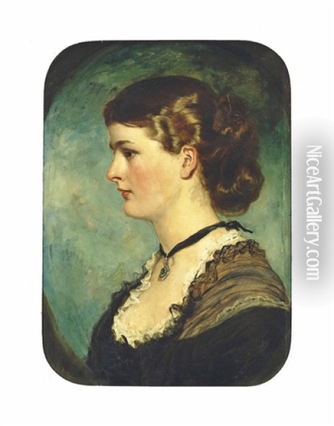 Portrait Of One Of The Artist's Daughter, Rebecca Grant, Quarter-length Oil Painting - Sir Francis Grant