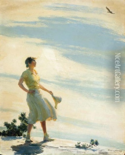 Sunshine On The Cliff Oil Painting - Charles Courtney Curran