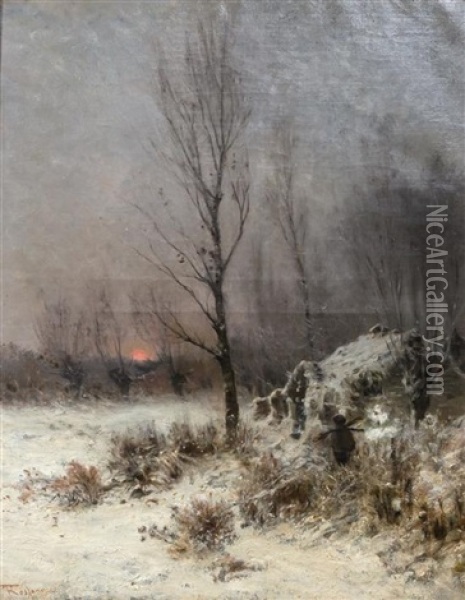 Winter Twilight Oil Painting - Federico Rossano