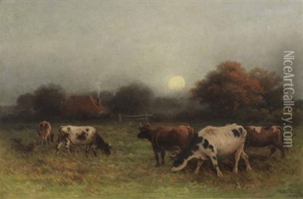 Cattle At Pasture Oil Painting - Frederick Arthur Verner