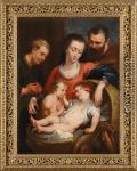 Heilige Familie Mit Johannesknabe. Oil Painting - Peter Paul Rubens