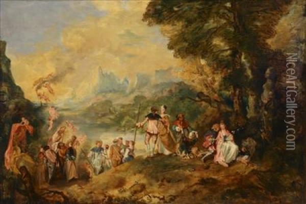 Pilgrimage To Cythera Oil Painting - Watteau, Jean Antoine