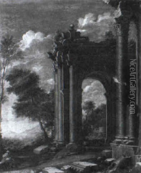 A Capriccio Of Classical Ruins Oil Painting - Viviano Codazzi