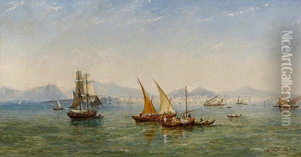 Dhows And Other Shipping Off A Continentalport Oil Painting - William Adolphu Knell