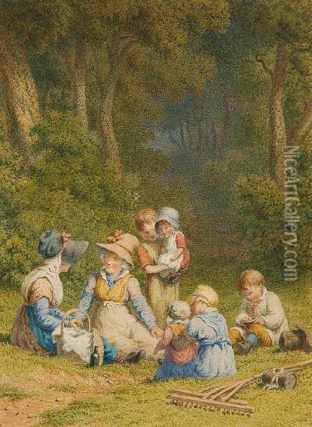 The Picnic Oil Painting - Robert Hills