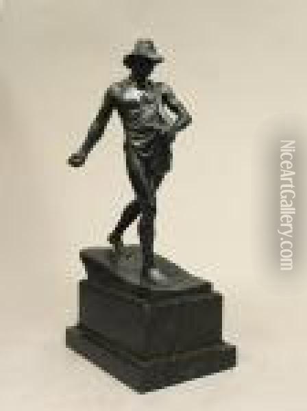 A German Patinated Bronze Figure: The Grainsower Oil Painting - Georg Geyer