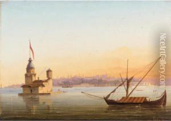 La Tour De Leandre, Constantinople Oil Painting - Alexandre Raulin