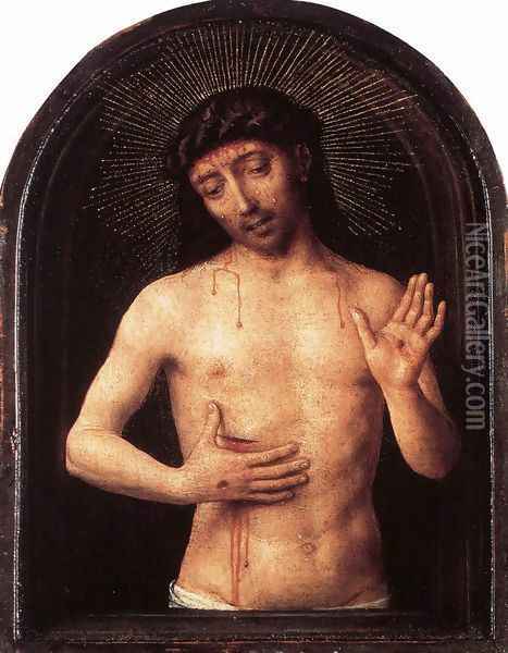 Man of Sorrows 1490 Oil Painting - Hans Memling
