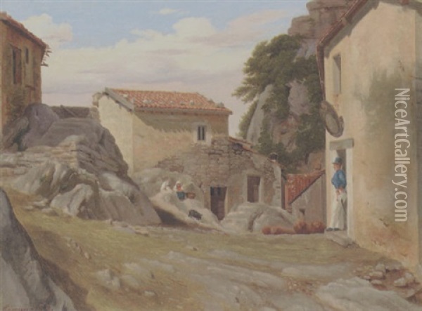 Varm Sommerdag I Cervarro, Italien Oil Painting - Peter (Johann P.) Raadsig