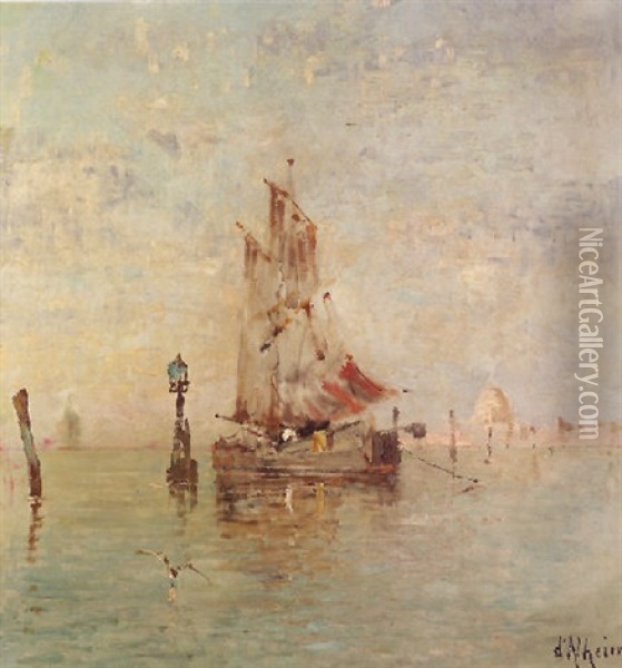 Segler Vor Venedig Oil Painting - Jean d' Alheim