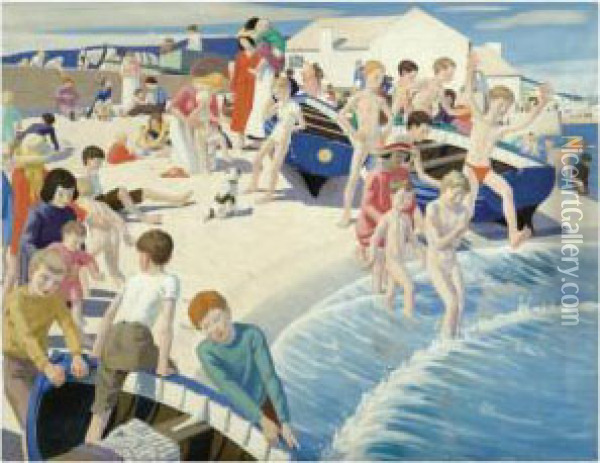 On The Beach At Newlyn Oil Painting - Ernest Procter