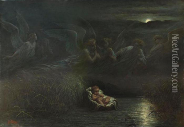 Moise Dans Les Joncs Oil Painting - Gustave Dore