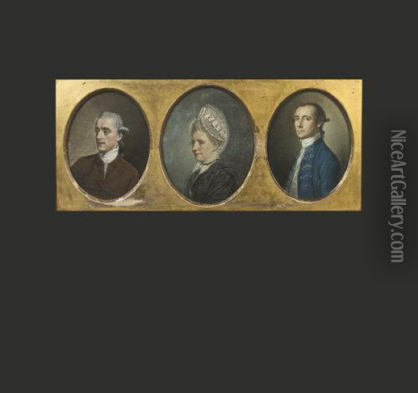 A Group Of Three Portraits Of A Widow And Two Young Men Oil Painting - Hugh Douglas Hamilton