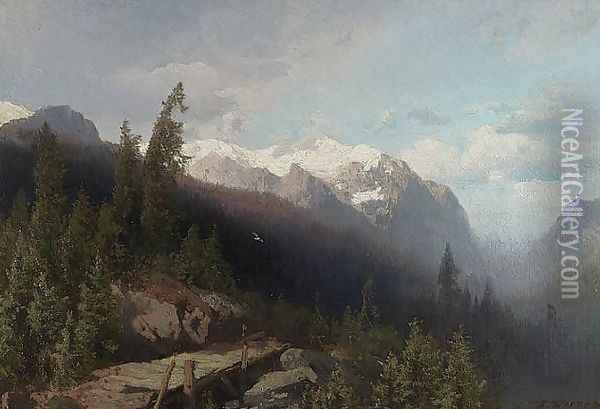 Mountain Pass Oil Painting - Herman Herzog