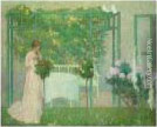 La Femme Au Rosier Oil Painting - Gustave De Smet