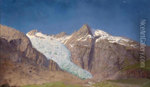 Glacier Oil Painting - Karl Mediz