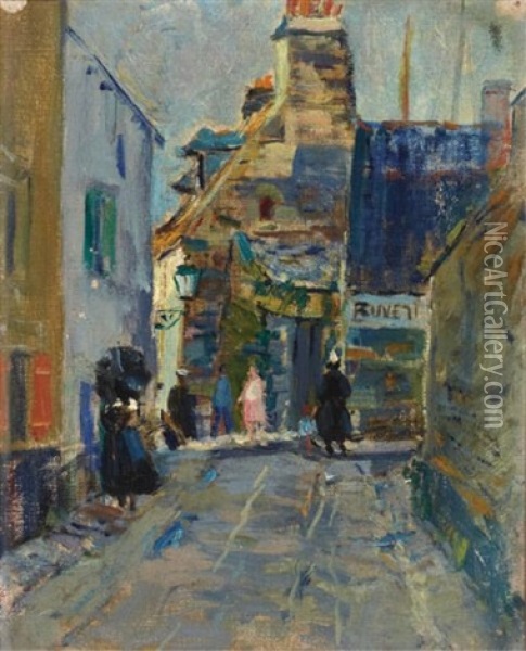 Street In Concarneau Oil Painting - Thomas P. Barnett