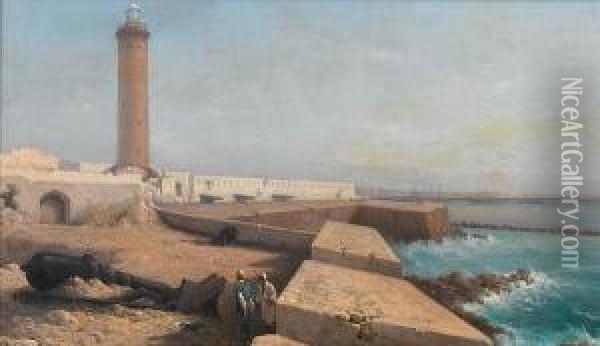 Alexandria After The Bombardment Of 1882,egypt Oil Painting - Girolamo Gianni